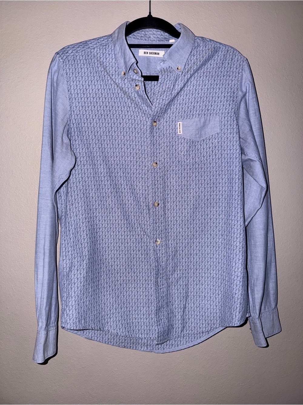 Ben Sherman Light Blue Patterned Button-Down Shirt - Men's